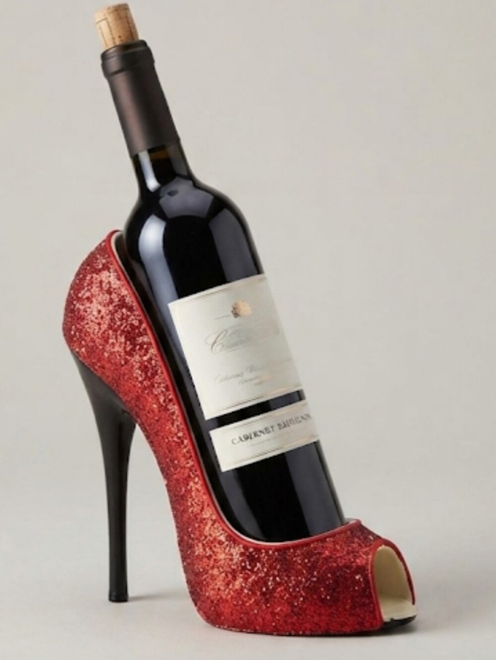Wine Holder Glittery Red Heel